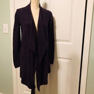 BAREFOOT DREAMS Cozy Chic Lite Cardi Purple Open Cardigan Small Medium S/M Drape